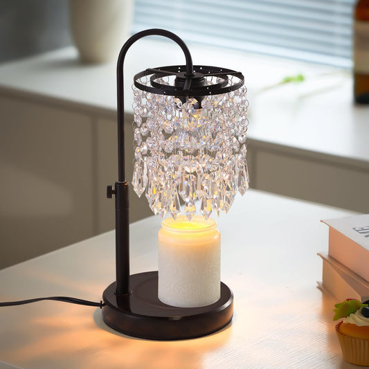 Candle Warmer Lamp with Timer Dimmer,2H/4H/8H Timer , Lamp Candle Warmer with Marble Base for Adjustable Height, Crystal Wax Melt Warmer for Jar Candles, House Warming Decor Gifts Mothers Day Gifts