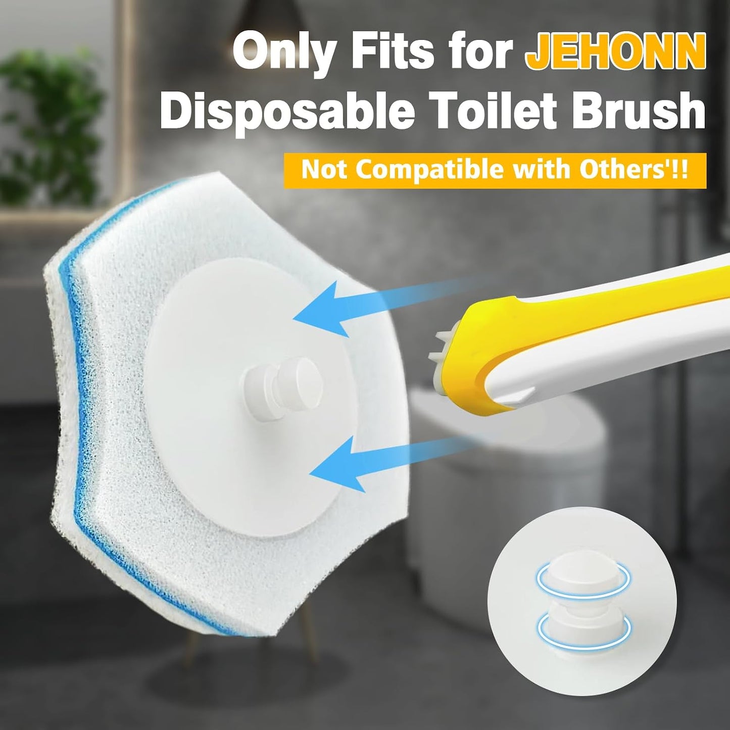 JEHONN Disposable Toilet Brush with 48 Wand Cleaner Refills, Wall Mounted Toilet Bowl Brush Holder Set, Bathroom Cleaning System for Sink Bathtub Wash Basin (Blue)