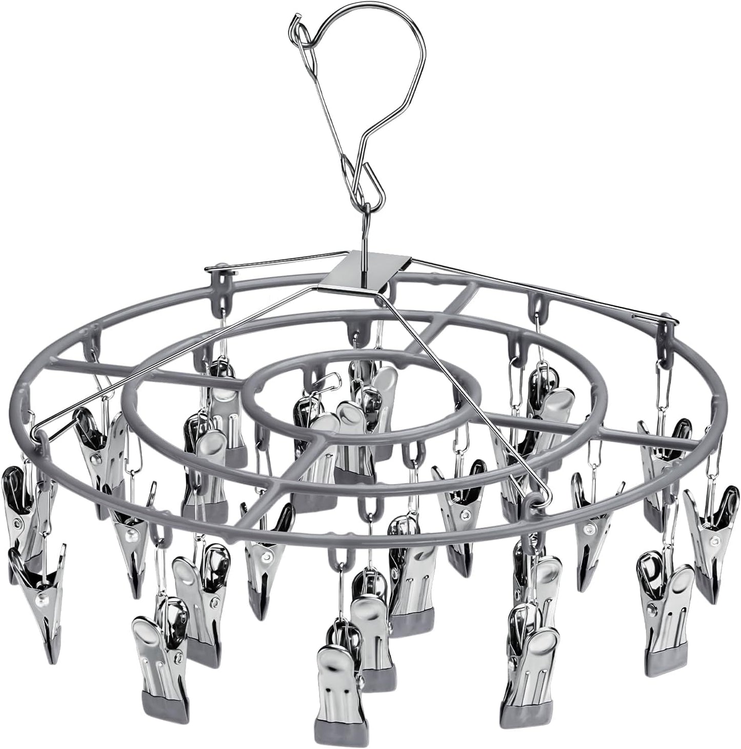 PHYDELU Drying Rack Clothing with 20 Clips,Sock Hanger for Drying,Hanging Clothes Dryer Underwear Hangers Racks Laundry Herb Socks Panty Wet Bra Lingerie Baby Delicates Foldable Small Indoor Metal