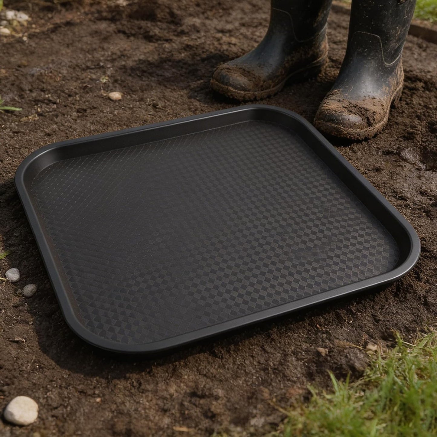 Boot Tray Waterproof Entryway Wet Shoe Storage Organizer (Rectangle, Brown) - Floor Protector for Outdoor Wet Muddy Sneaker Pets Plants with Raised Edge