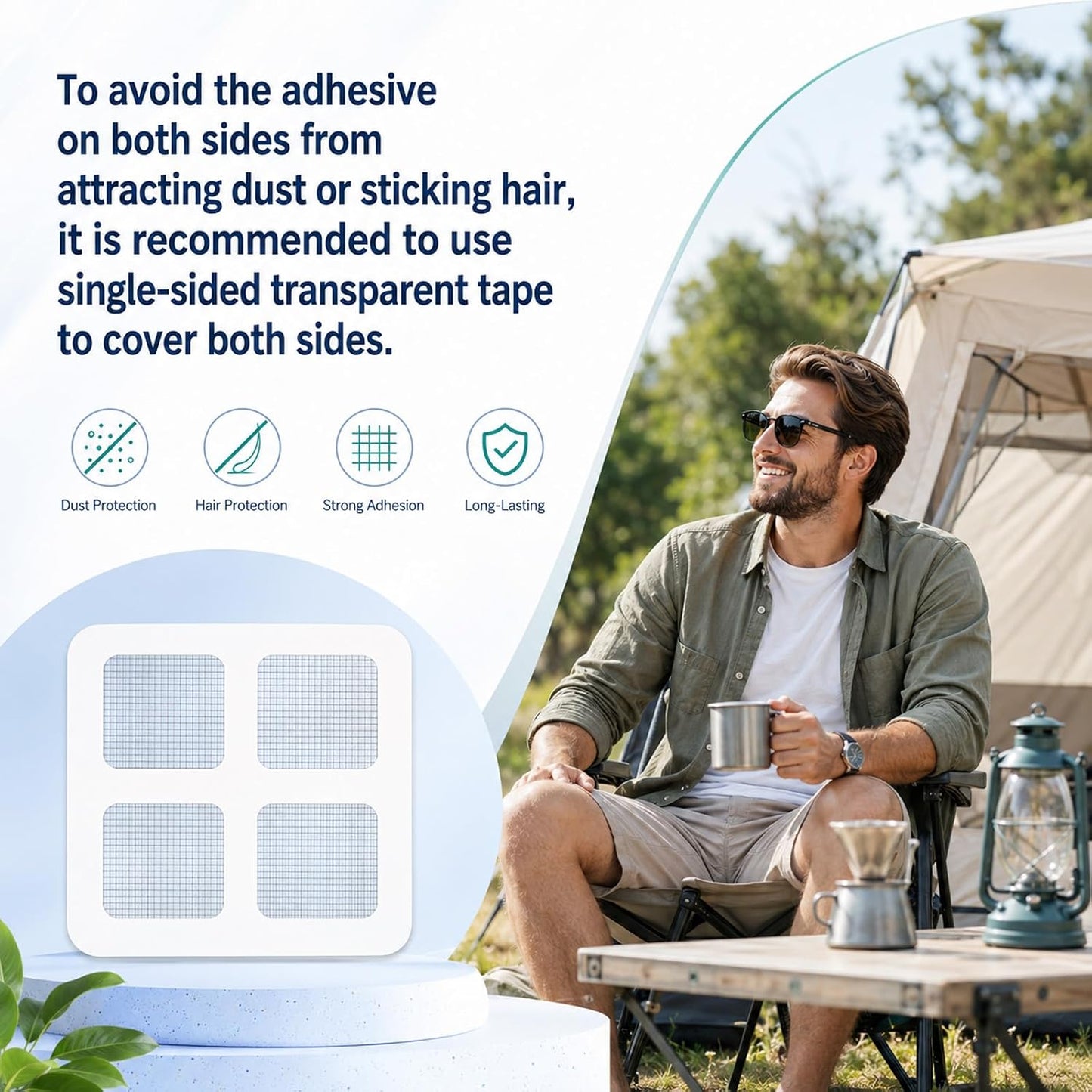 30PCS Window Screen Patches Repair Kit, Mesh Patches (4 Inch) | Self-Adhesive Mesh Patch Repair Kit, Tent Repair Patches, Outdoor Tent Patch Kits, Portable Screen Tape for Window, Camping
