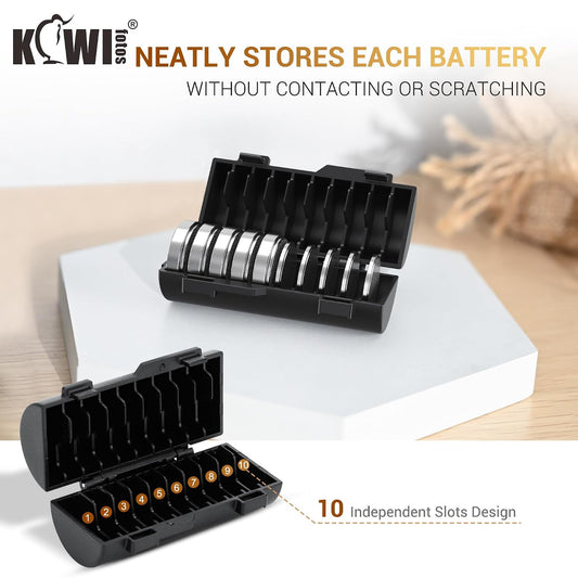 KIWIFOTOS 24xCR2 CR123 + 20x Coin Cell Battery Case Organizer, Holds CR2/CR123/CR123A/CR2032/CR2025/CR2016 Coin Cell Batteries, Battery Not Included