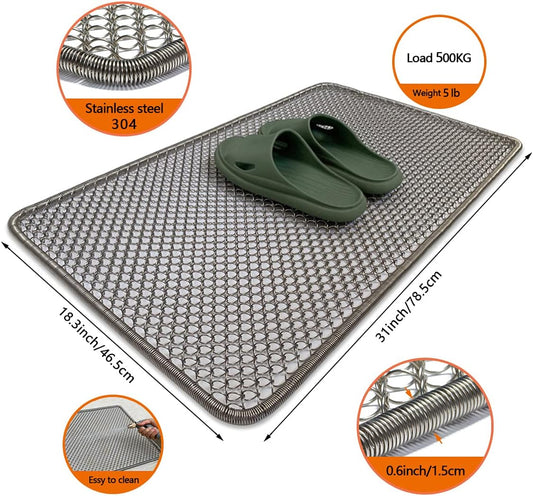 Metal Outdoor Entrance Door Mat, Waterproof, Odorless, Easy to Clean, All-Weather Outdoor Heavy Duty Scraper Door Mats for The Front Door of The House,18.5x31inch