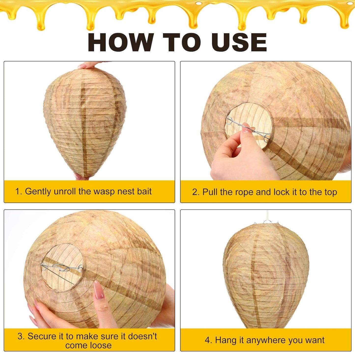 Qualirey 12 Pcs Paper Wasp Nest Hanging Decoy for Tree, Front Back Porch, Back Deck, Outdoor Home Garden, Fake Hornet Nest Waterproof Wasp Trays Repellent