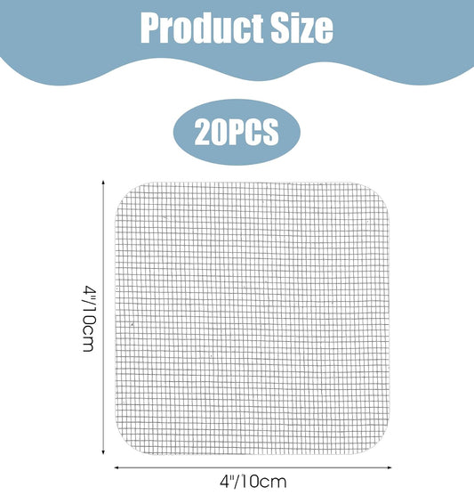 20 Pcs Screen Patches Self Adhesive, 4 x 4 Inches Stainless Steel Screen Repair Patches Kit for Window & Door Tears, Silver Rustproof Mesh Tape