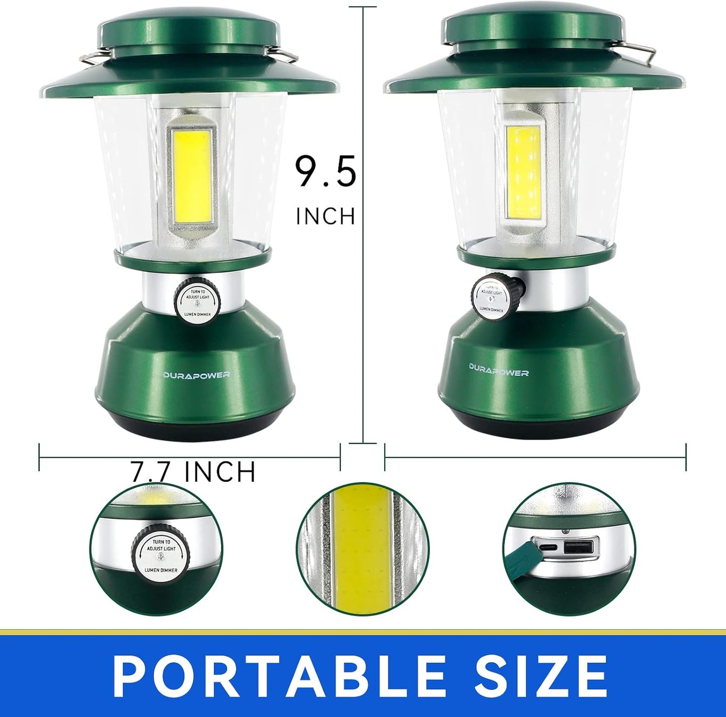 Durapower LED Camping Lantern Rechargeable, Bright 2000 Lumen, 5 Modes, 4000 mAh Power Bank, IP44 Waterproof Lantern for Hurricane, Emergency, Power Outages, Home