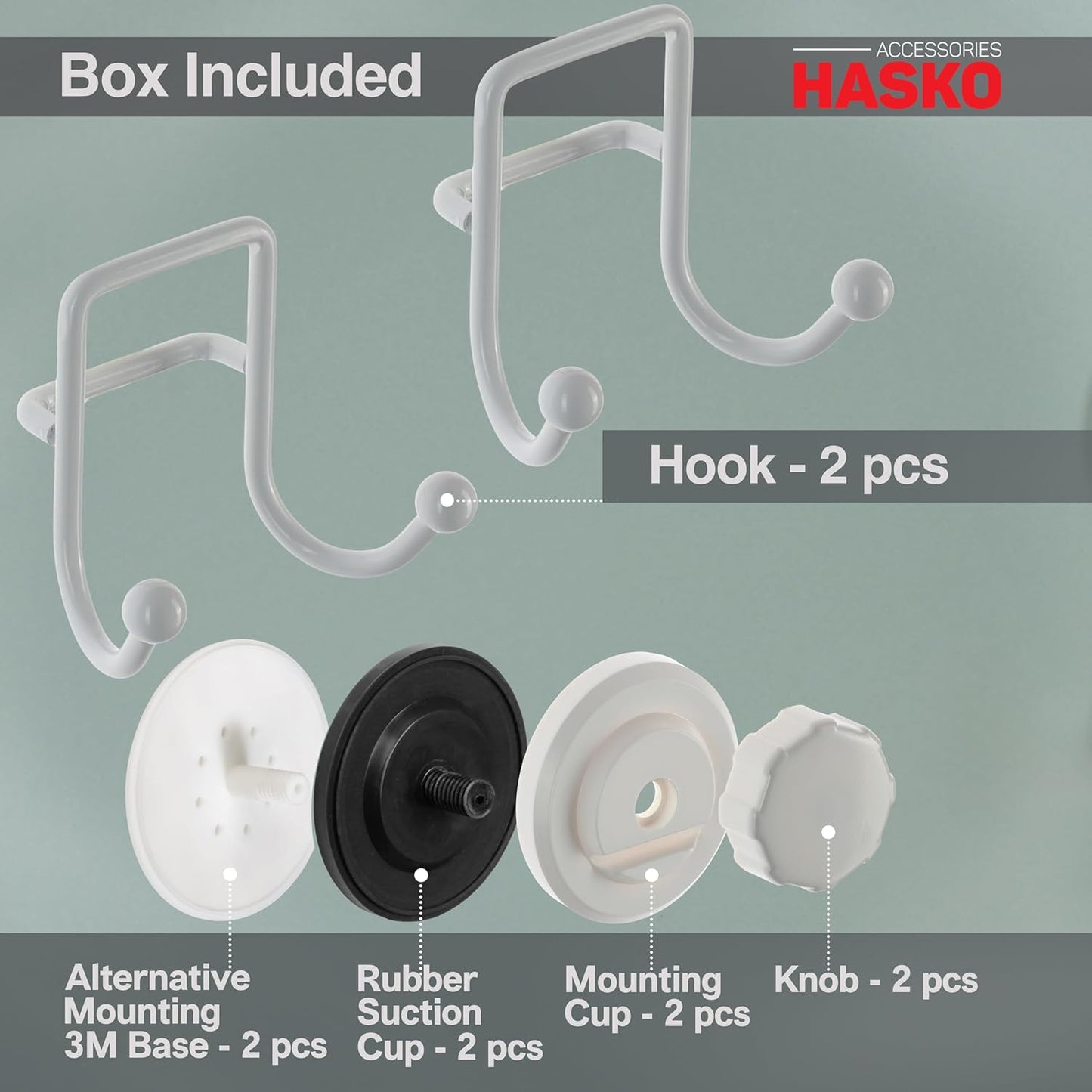 HASKO Suction Cup Hooks for Shower Wall, Removable Towel Hooks for bathrooms, Includes Optional No Drill Adhesive Mount for Inside Shower, Rustproof Stainless Steel - 2 Pack, Bronze