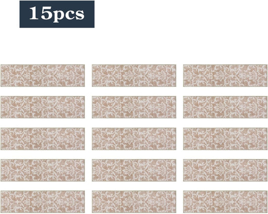Lahome Carpet Stair Treads Non Slip Backing, 15 Pack 8" X 30" Stair Treads for Wooden Steps Indoor, Soft Washable Stairway Stair Runners Oriental Staircase Rugs for Kids Pets Elders(15pc, Grey)