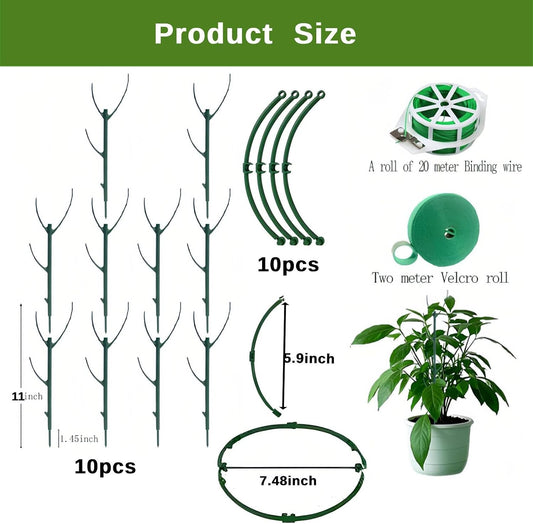 10 Pack Stackable Monstera Plant Support Stakes, Climbing Plants Support Monstera Trellis for Indoor, Alternative to Moss Pole (25inch/10 Pack)