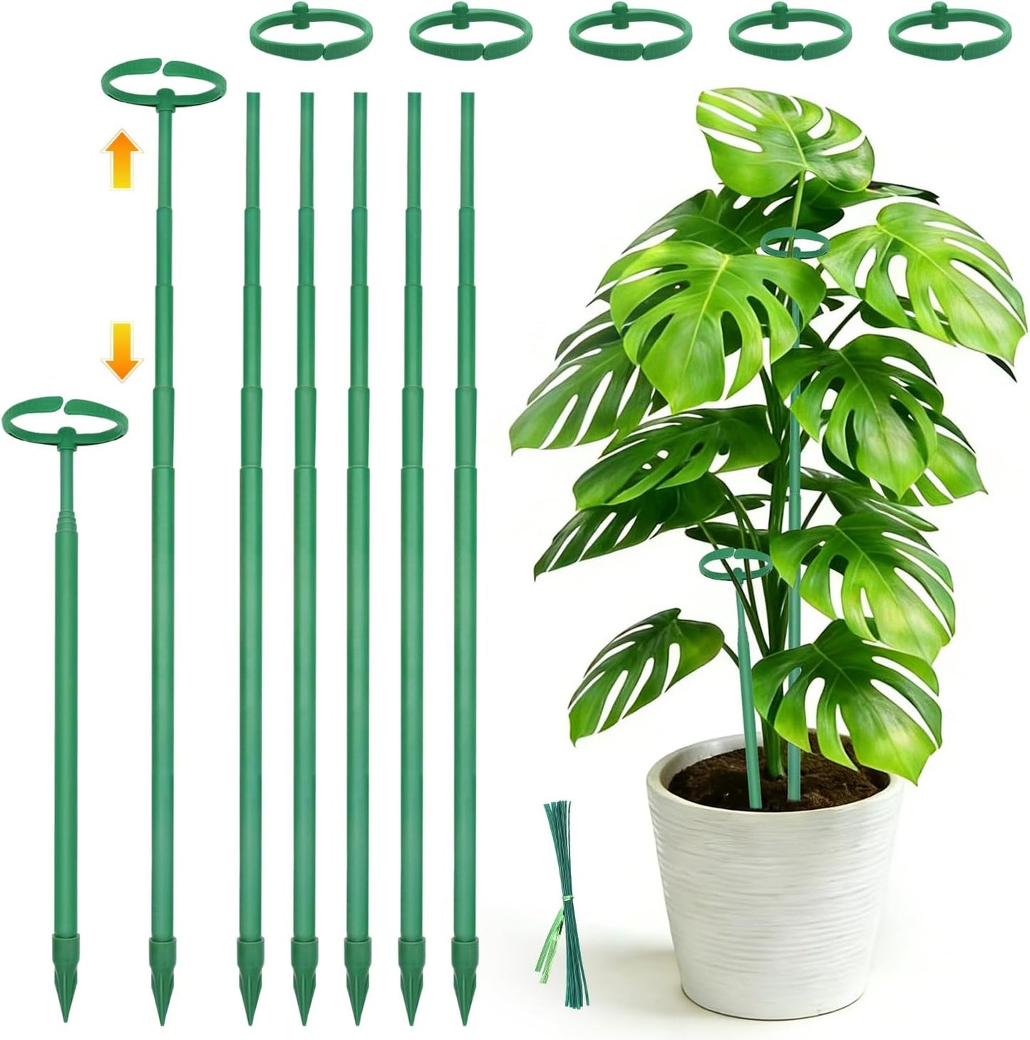 Telescoping Monstera Plant Support Stakes, 12.5IN to 48.4IN Adjustable Length, Extendable Plant Stakes for Indoor Plants, Premium Stainless Steel Material Plants Sticks for Orchids, Tomatoes- 3Pack