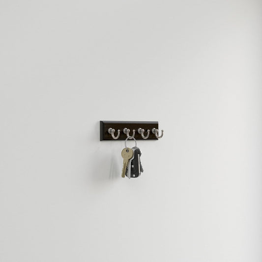 Franklin Brass Key Tidy (1-Pack) Pure White Holder 7' Wall Mount Small Item Rack 4 Hooks for Wall, Hallway, Entry Keychain Rail Organizer B46711K-PMN-R