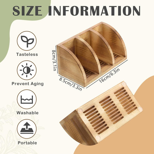 Wooden Shampoo Bar Holder Multi Bar Soap Dish with Self Draining, 3 Slot, Natural Wood Soap Holder for Shower Conditioner Bathroom Organizer, Extend Shampoo Life, Keep Dry Neat