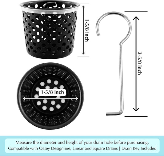 Shower Drain Strainer for Oatey Designline Shower Drain, Linear and Square with Shower Drain Key for Drain Grate Removal, Stainless Steel