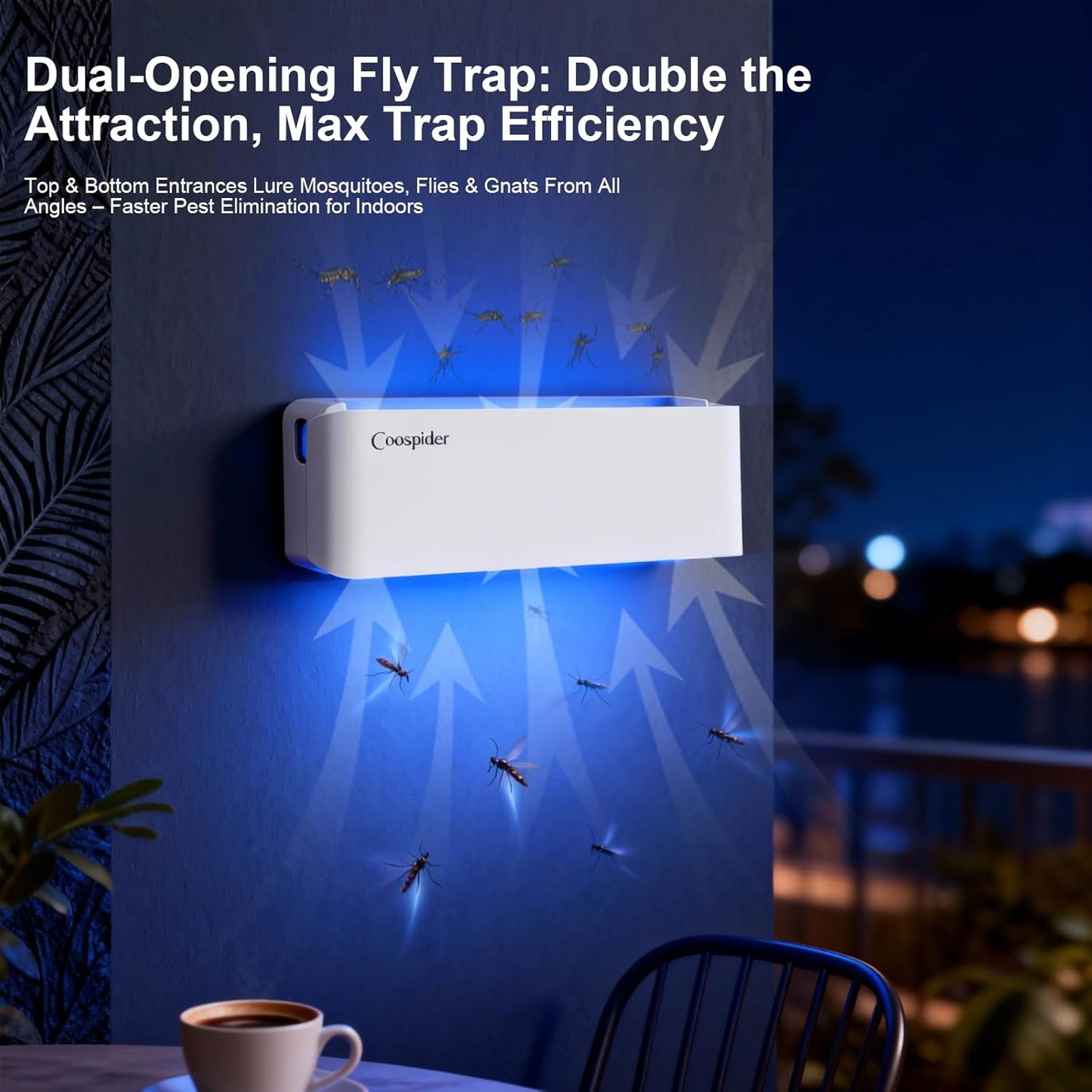 2 Pack UV Fly Light Trap Indoor for Home Gnat Traps for House, Wall Sconce Fly Light Bug Catcher for Kitchen House & Restaurant Fruit Flies Garage & Warehouse with 10 Sticky Glue Boards 6.5 ft Cord