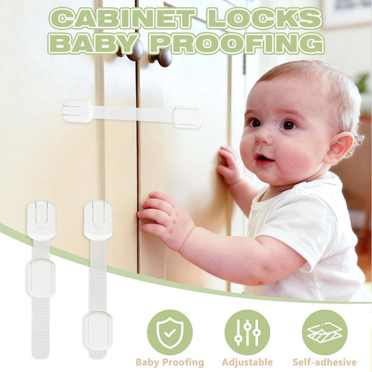 8-pack Child Safety Cabinet Locks, Child-proof Cabinet Locks with 3M Adhesive, No Drilling Required, Multipurpose Baby-proof Cabinet Locks For Drawers, Fridge, Cabinets, Toilet Seat and More