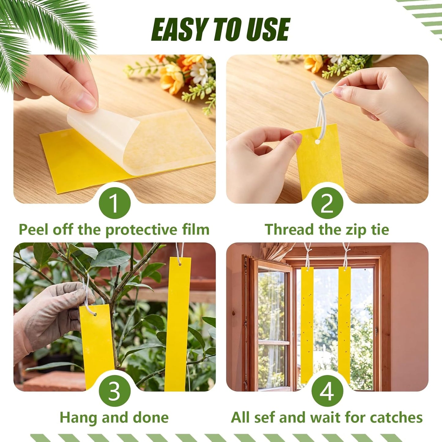 250 Pack Yellow Sticky Fly Traps for Gnats Indoor Outdoor with Twist Ties Double Sided Hanging Fly Paper Strips for Plant Insect Mosquitoes Fruit Flies Garden Farm Kitchen (2 x 10 Inch)