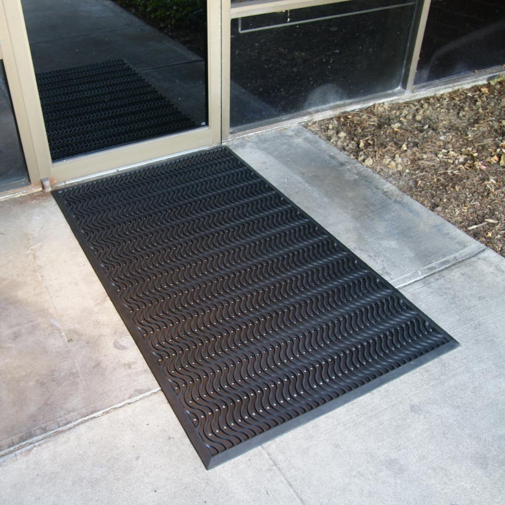 Rubber-Cal 03-213-BK Ultra Scraper Outdoor Rubber Commercial Entrance Mats, 3' x 5', Black