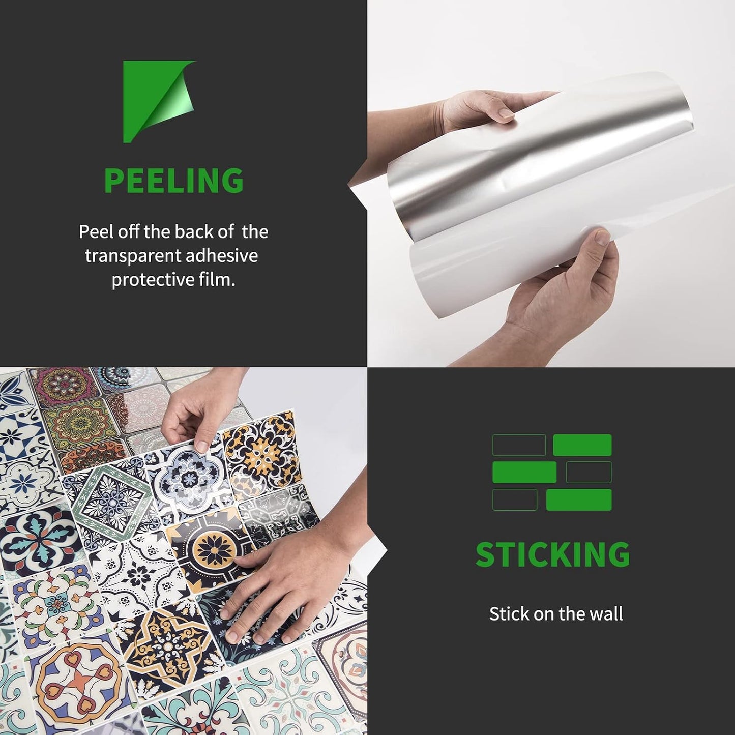 LONGKING Peel and Stick Backsplash Tile Stickers, Colorful Talavera Mexican Tile, Stick on Wall Tiles (10 Sheets)