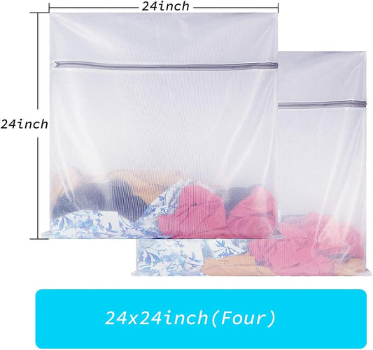SUERIV Laundry Mesh Bag-Heavy Duty Mesh Laundry Bags,Laundry Bags Mesh Wash Bag for Washing Machine-Supper Zipper Net Laundry Bag for Travel,Lingerie,Sweater,Garment,Undergarment 4(24Inch×24Inch)