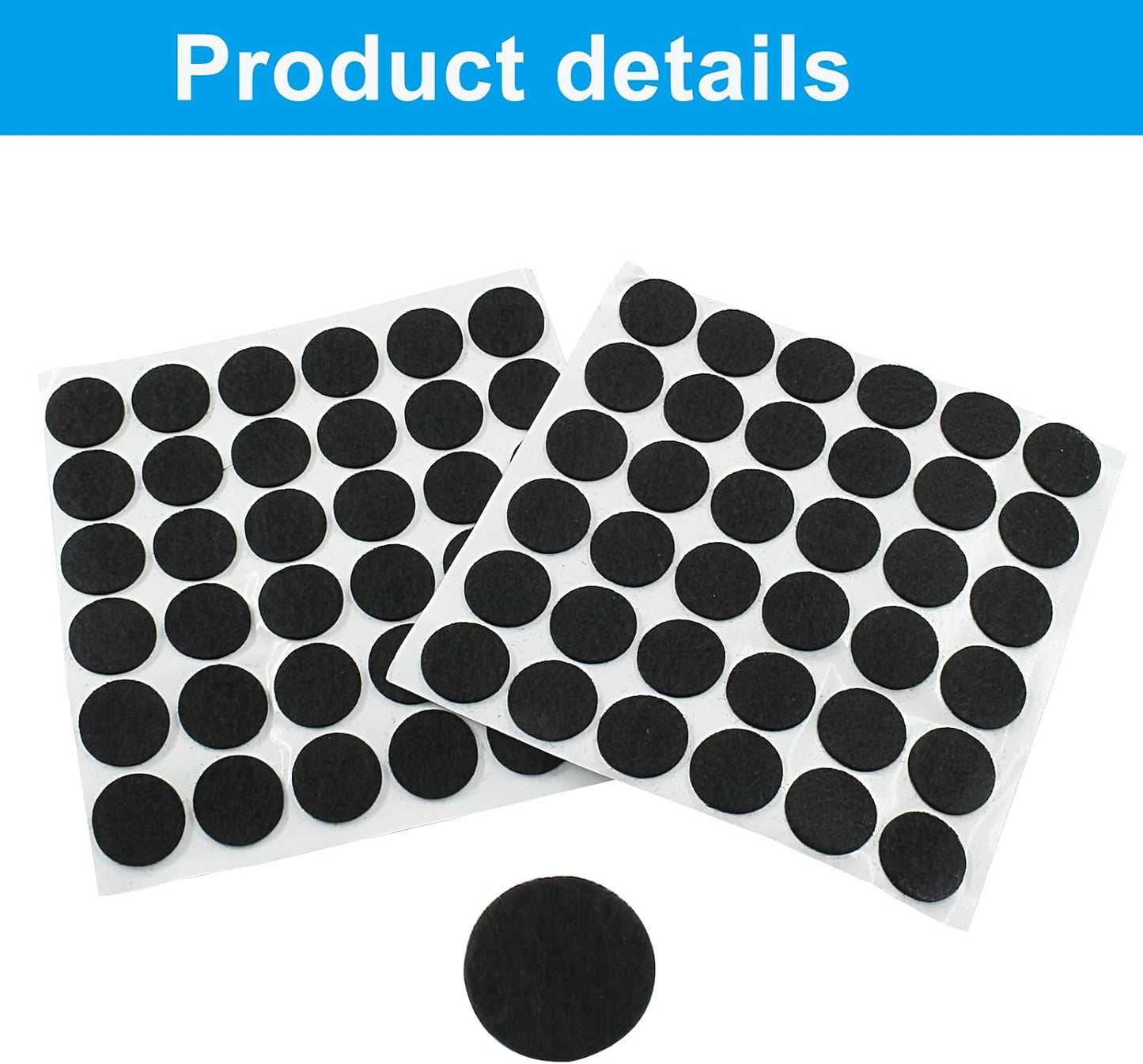 Bivethoi 180pcs Self-Stick Round Felt Furniture Pads Self-Adhesive Felt Pad for Chairs & Seat Legs, Easy Slide, Anti Scratch, Noise Stopper, Bumper & Buffer, Floor (0.7"/18 mm, Black, Round)