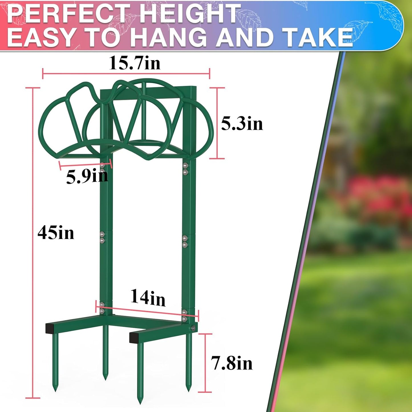 Qatsrin New Garden Hose Holder, Super Stable Water Hose Holders Stand Holds 160-Feet Hose, Rustproof Freestanding Hose Storage Hanger Rack for Outside Yard Lawn Farm, Black