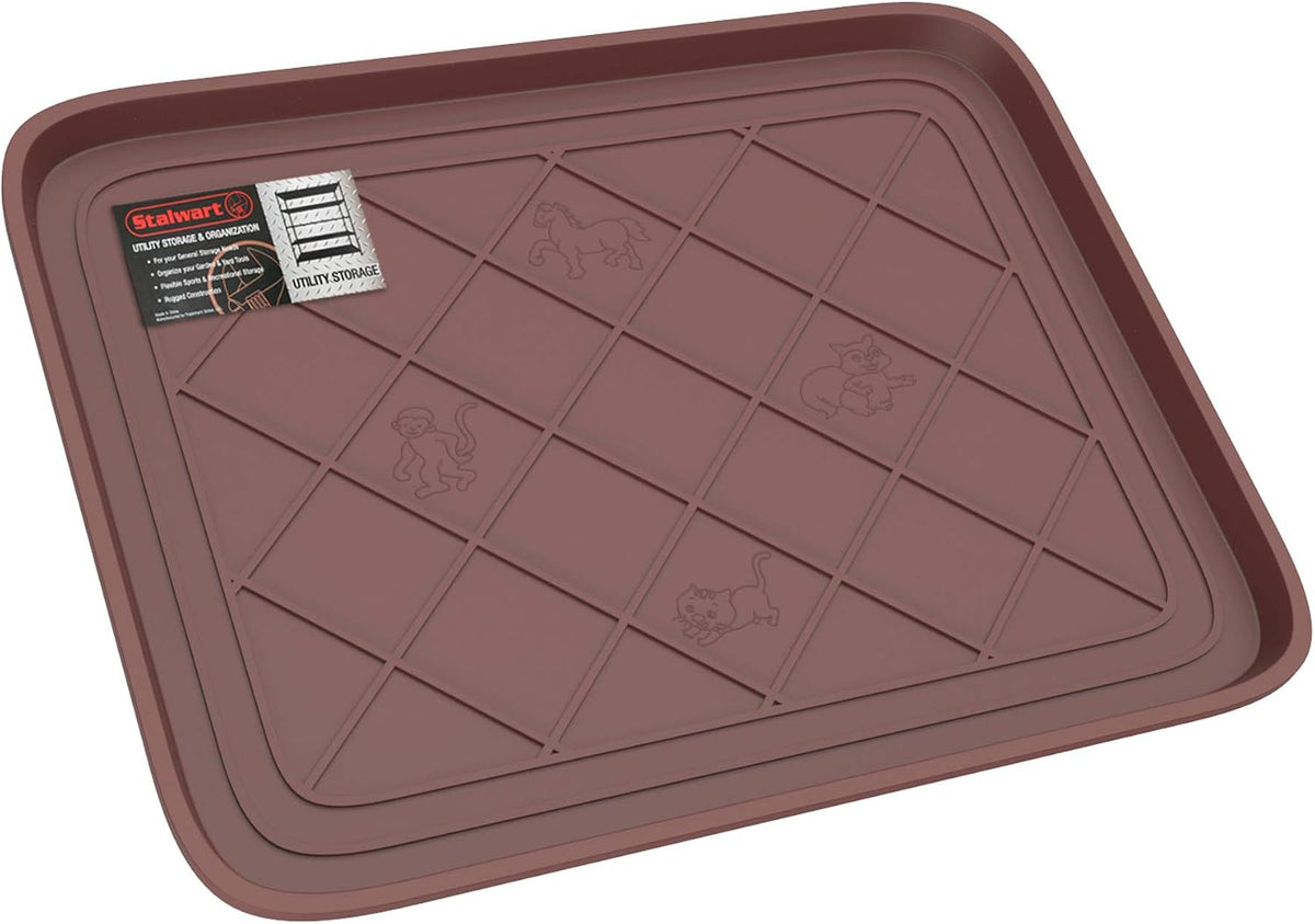 All Weather Boot Tray - Small Water Resistant Plastic Utility Shoe Mat for Indoor and Outdoor Use in All Seasons by Stalwart (Brown)