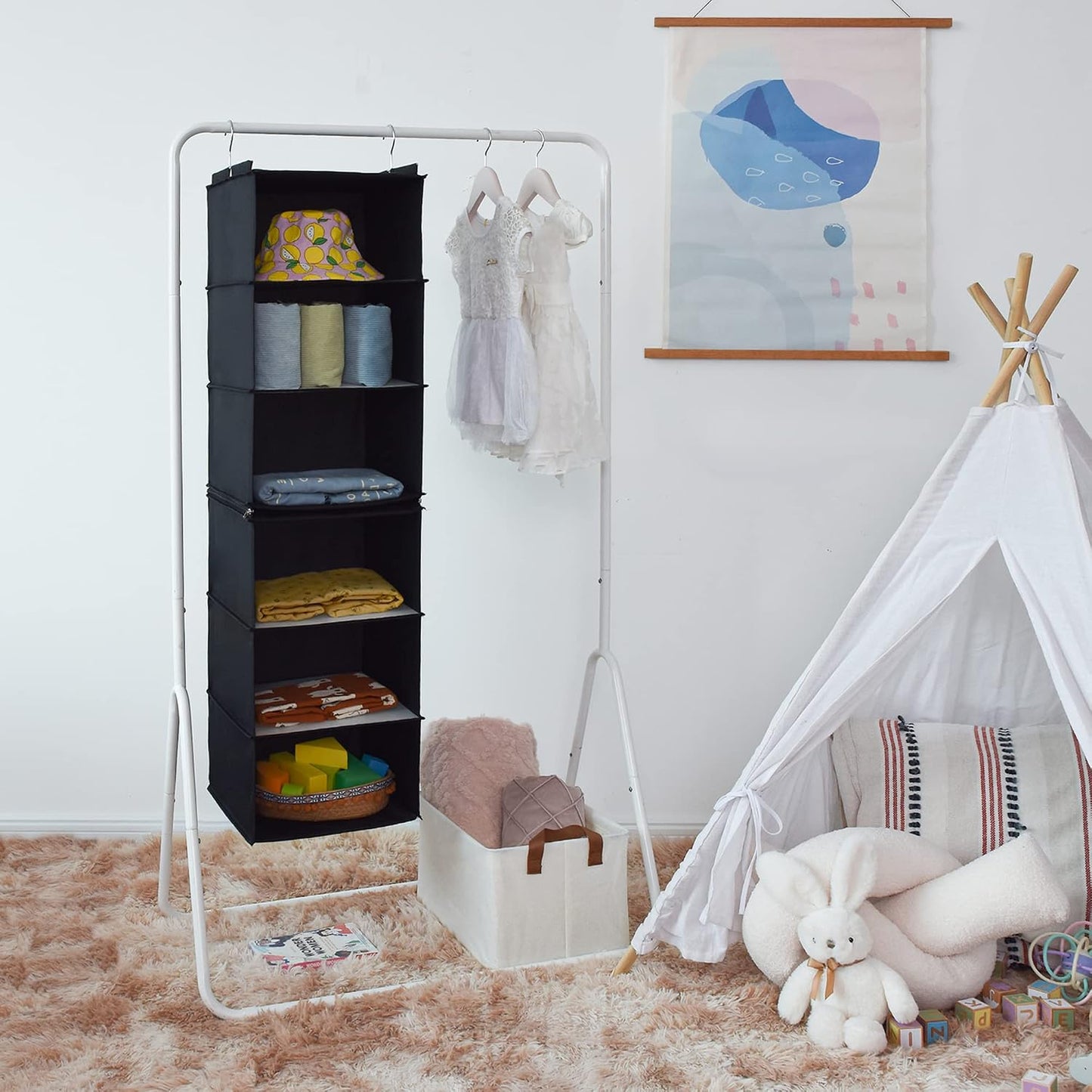 GRANNY SAYS 3-Shelf Hanging Closet Organizer and Storage, Collapsible Hanging Closet Shelves, Hanging Organizer for Closet & RV, Gray, 29 ½" H X 12" W X 12" D, 1-Pack