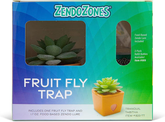ZendoZones Succulent Fruit Fly Trap – Tranquil Tabitha Design with Terracotta Base – Eco-Friendly Indoor Fruit Fly Control – Easy-to-Use Decorative Trap