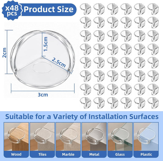 48 Pack Corner Protector for Baby, Clear Table Corner Protectors | Strong Adhesive, Baby Proof Corners and Edges, Furniture Corner & Edge Safety Bumpers for Sharp Edges