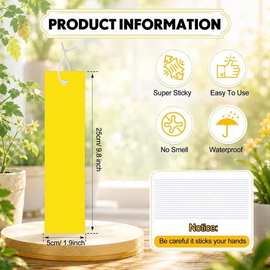 250 Pack Yellow Sticky Fly Traps for Gnats Indoor Outdoor with Twist Ties Double Sided Hanging Fly Paper Strips for Plant Insect Mosquitoes Fruit Flies Garden Farm Kitchen (2 x 10 Inch)