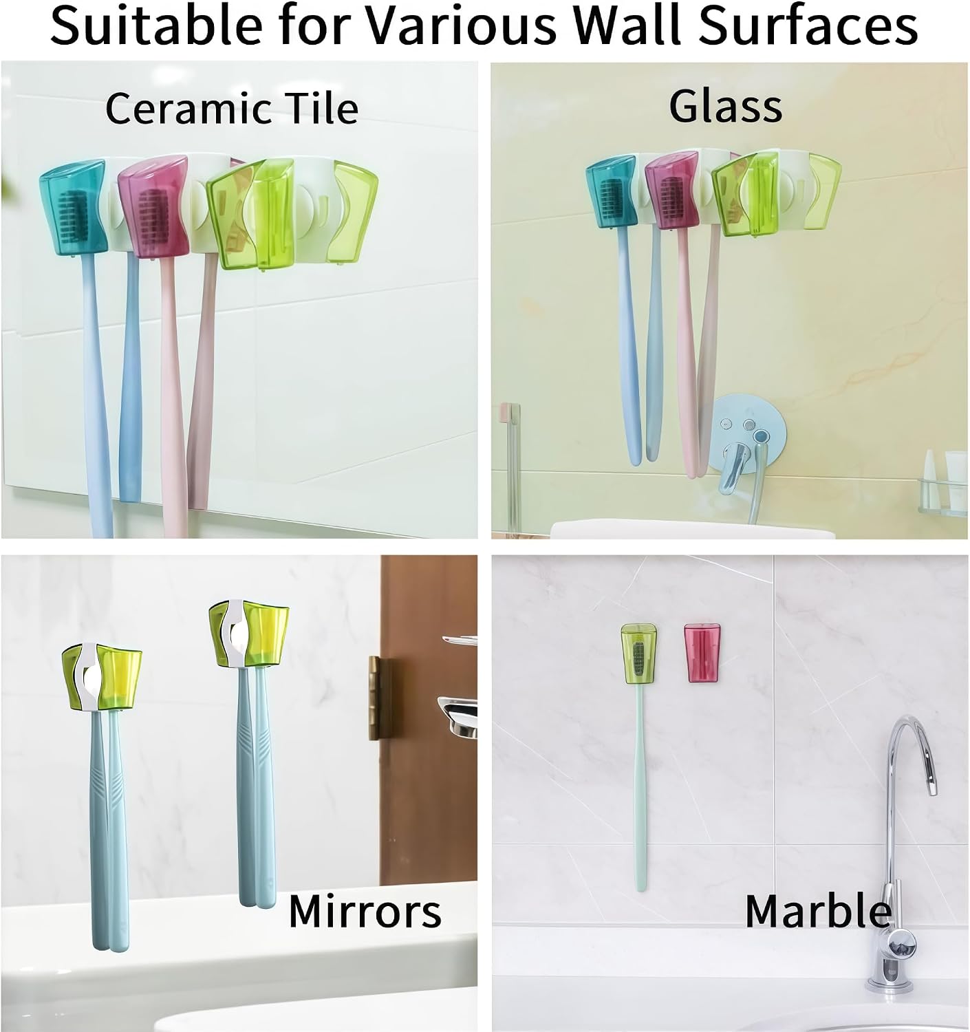 3 Pcs Toothbrush Head Covers, Portable Wall-Mounted Toothbrush Holder with Suction Cup Cover, Tooth Brush Cover Cap for Travel, Home & Outdoor