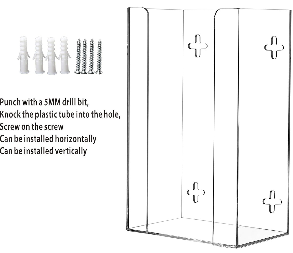 Cq acrylic Clear Wall Floating Glove Rack and Glove Box Dispenser Holder 10"x6.25"x4”,Pack of 1