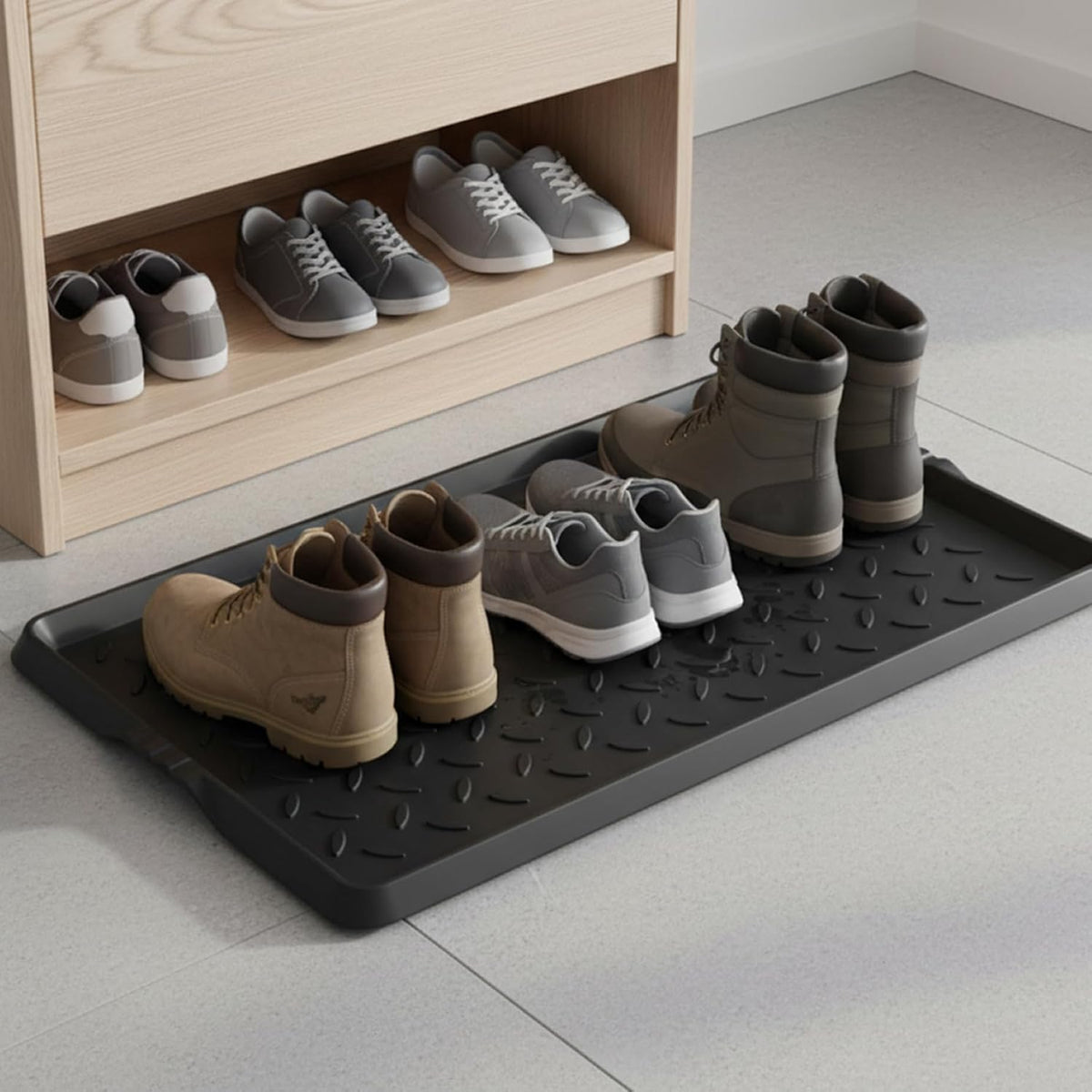 Shoe Mat Tray Rubber Shoe Mat Heavy Duty Foldable Boot Tray with Lip Waterproof Non Slip Boot Trays for Entryway Indoor Outdoor 27.5x15.9 inch
