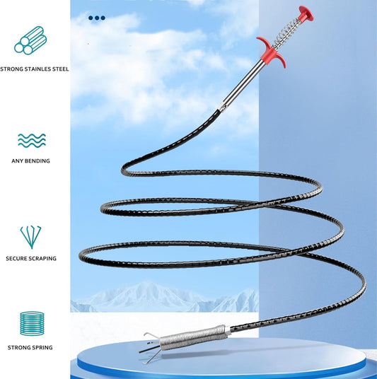 62inch Drain Clog Remover Toilet Snake Plumbing Snake Grabber Reacher Tool with Spiral 4-Claw Grabber-Spring,Unclogs Hair&Sundries&Keys/Jewelry/Clothes,for Kitchen/Bathtub/Sewer/Toilet