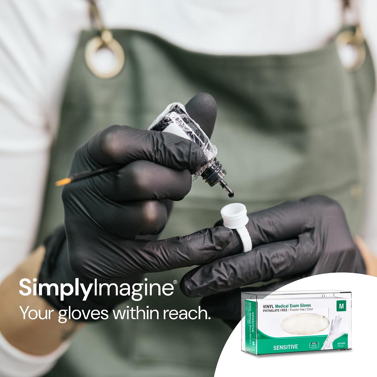 SimplyImagine Acrylic Glove Box Dispenser - Clear, Wall Mount, 1ct | Clear acrylic side-loading holder - single - Use for disposable gloves in kitchen, lab & garage