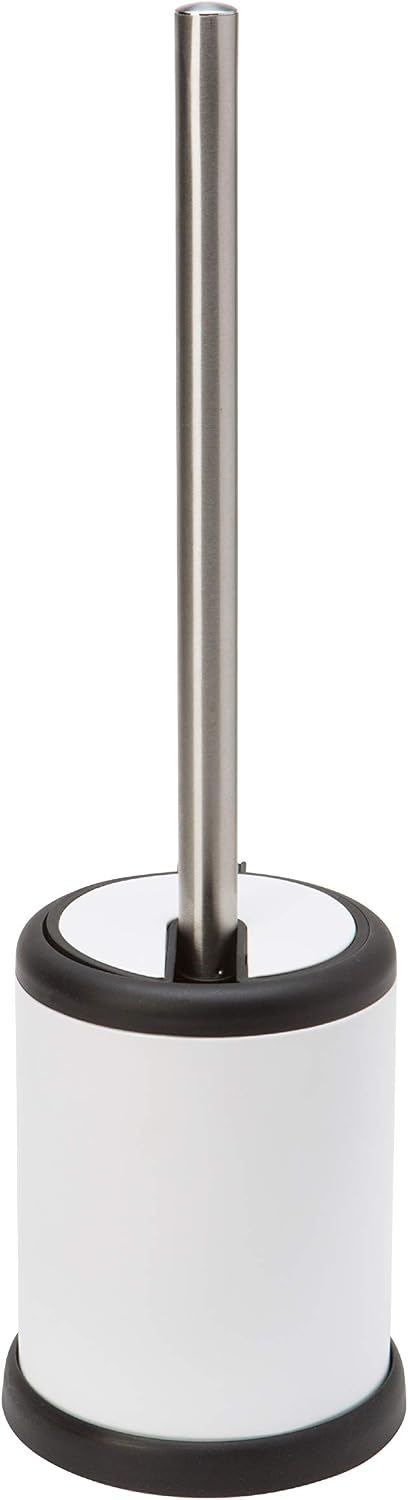 Bath Bliss Toilet Brush and Holder | Self Closing Lid | 360 Degree Brush Head | Bathroom Cleaning | Compact Size | Storage and Organization | Stainless Steel