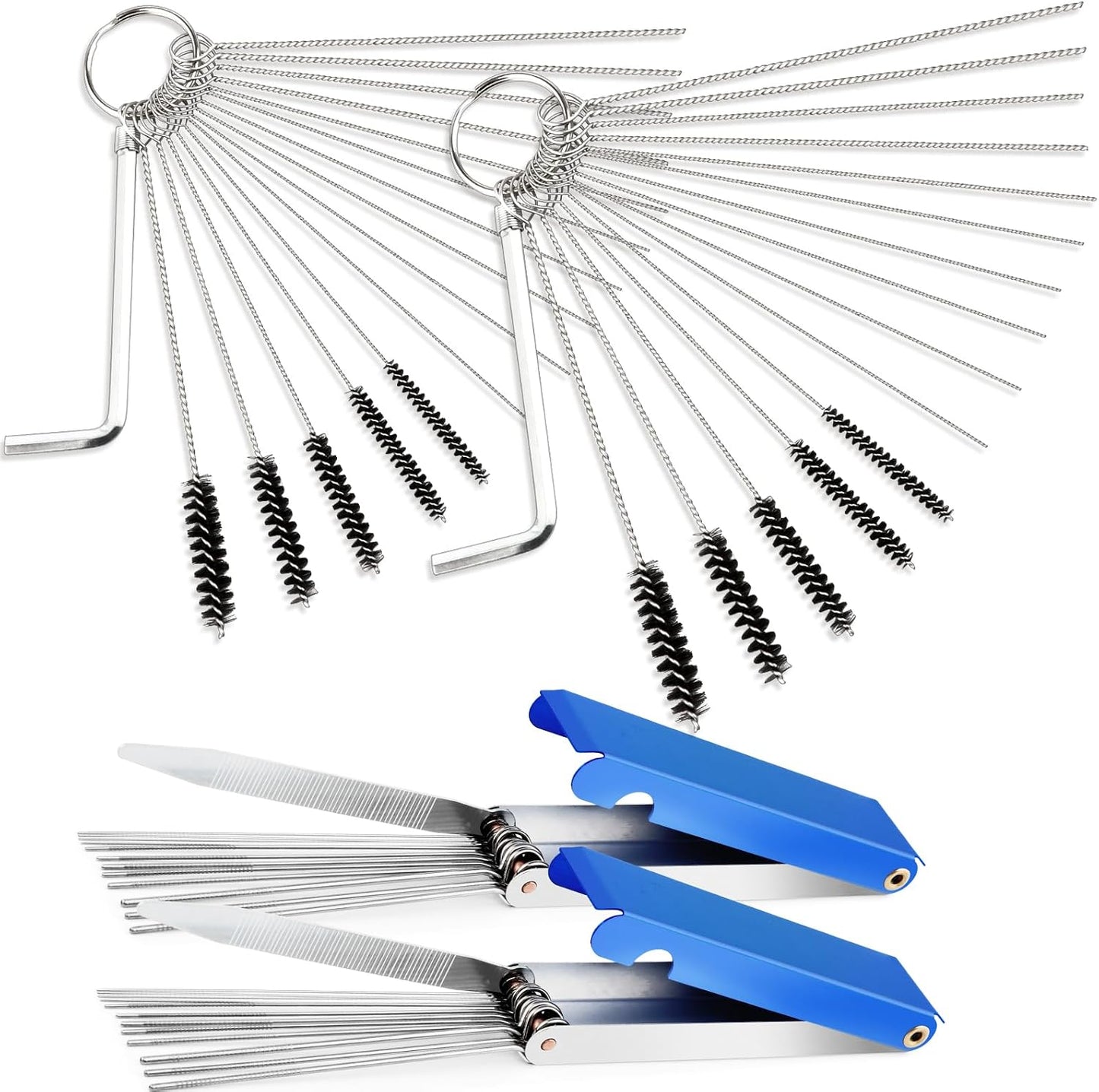 Valchoose Premium Jet Cleaning Brushes, Carb Carburetor Cleaners Made of Heavy Duty Density Nylon and Stainless Steel 13 Cleaning Wires Set + 5 Nylon Brushes + 10 Needles