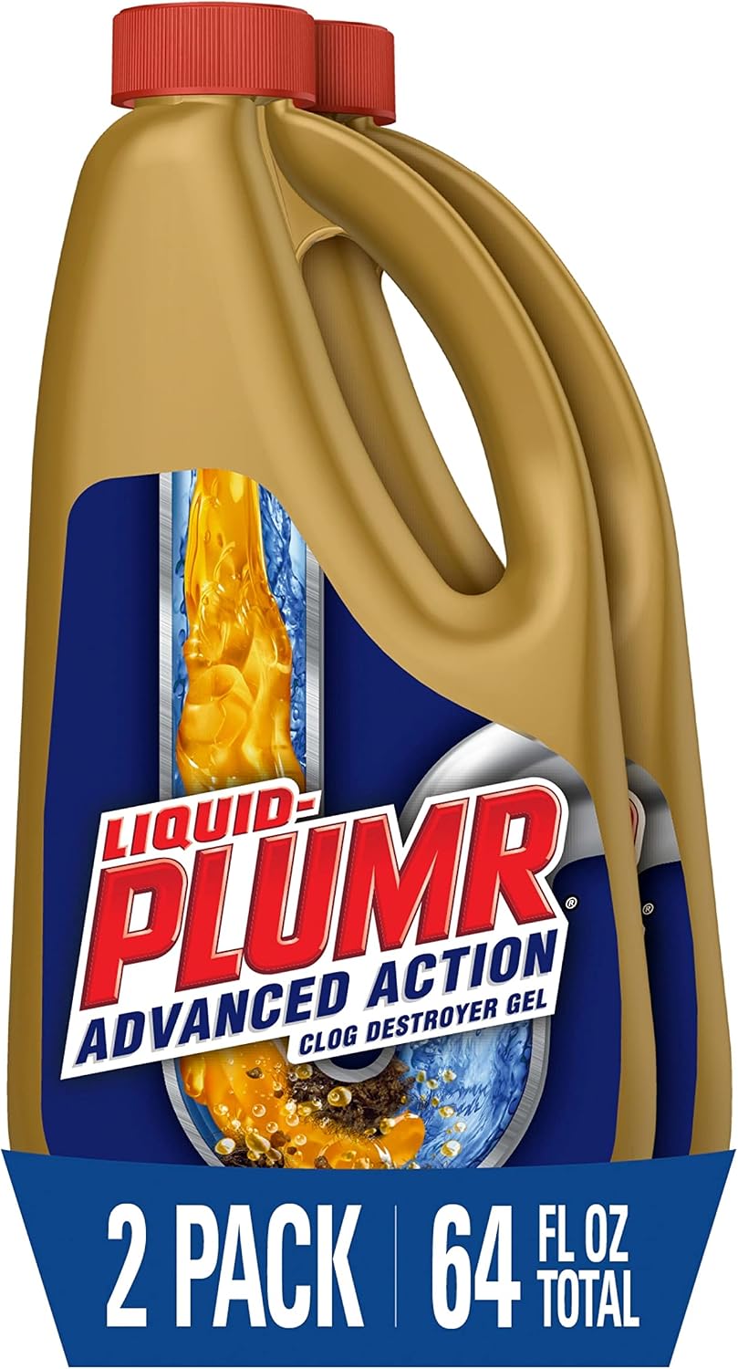 Liquid-Plumr Pro-Strength Full Clog Destroyer, Bathroom & Kitchen Sinks, Shower and Tub Drain, Safe for Pipes, Liquid Drain Cleaner, 32 Fluid Ounces