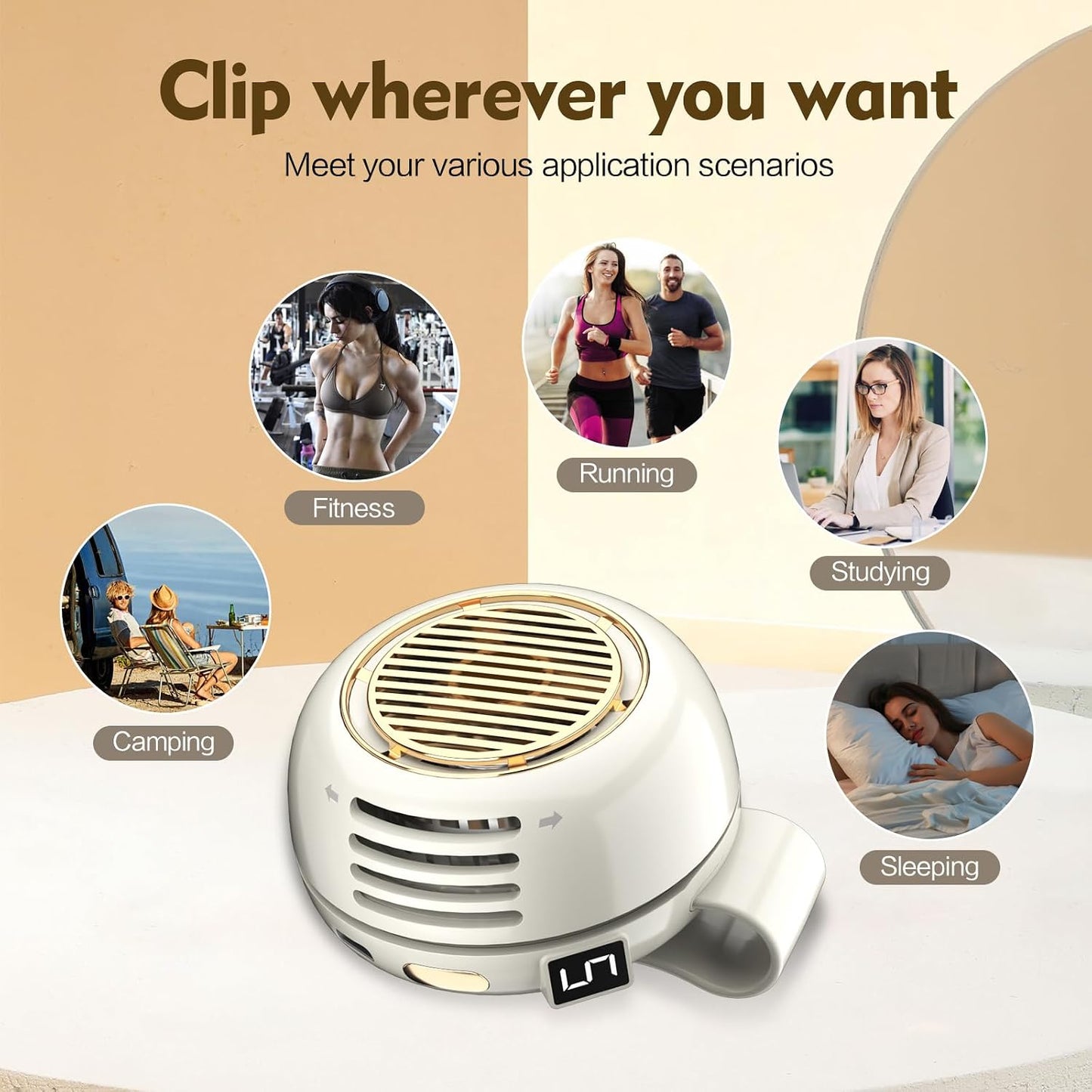 Portable Silent Mini Bladeless Electric Fan,Small fan Clip on for Shirt & Waist,2026 New Mini Bladeless Fan Clip On,Adjustable 3-Speed For Outdoor & Travel & Office, Travel Accessories, Gift (white)