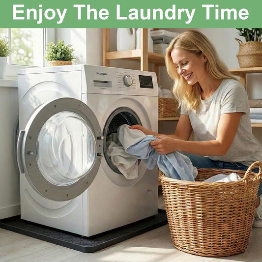 33 x 31 Inch Washing Machine Drain Pan, Silicone Washer Pan, Black | 2cm Raised Waterproof Edge, Washer and Dryer Mat for Floor Protection, Fits Standard & Large Washers Up to 5.0 Cu.Ft.