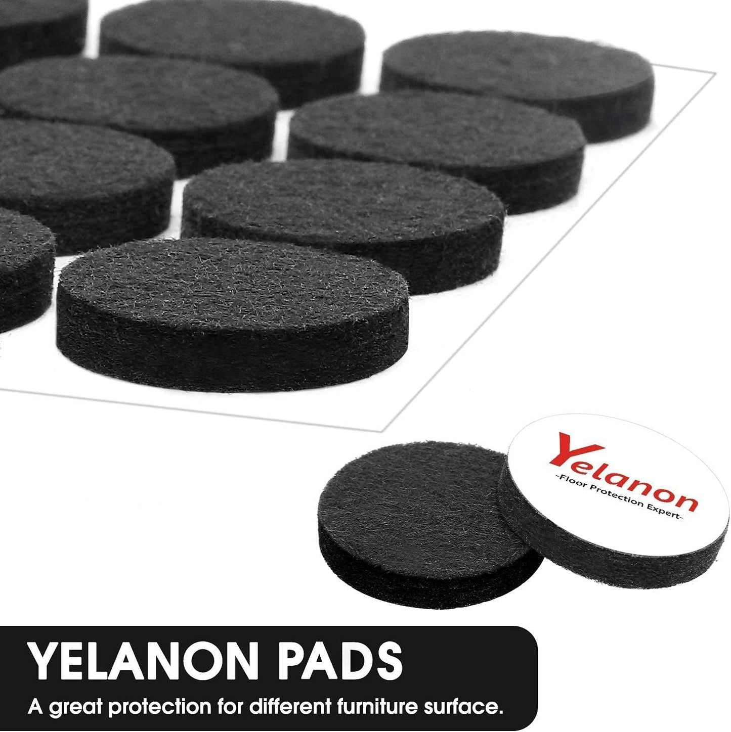 Yelanon Felt Furniture Pads for Hardwood Floors -36 Pcs 2" Premium Floor Protectors for Furniture, Felt Pads for Chair Legs, Black