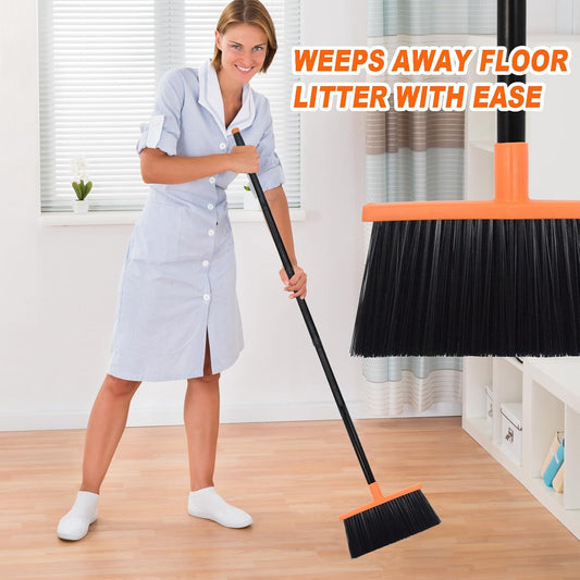 Heavy-Duty Adjustable Angle Broom with 56" Steel Handle - Ideal for Home, Garage, Kitchen, Bathroom, Office, and Outdoor Use - Durable & Efficient Cleaning Tool for Hard Floors (Red)