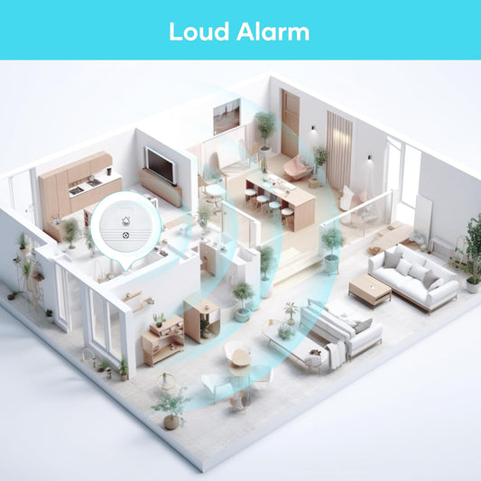 Water Leak Detector 4 Packs, Lound Sound Sensor Alarm, Home Water Flooding Monitor Sink Overflow Monitoring Wet Moisture Alert Pipe Leakage Drip Detection Warning for Basement, Laundry, Bathroom