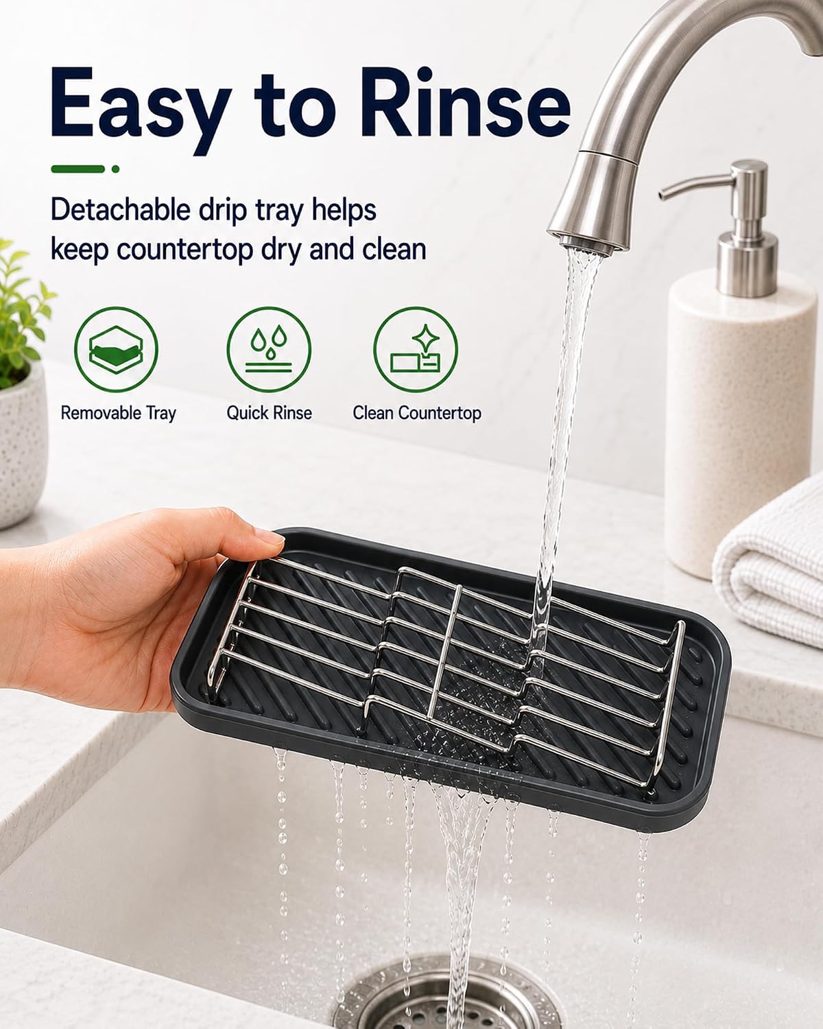 OZNER 304 Stainless Steel 3 Bar Soap Holder, Self Draining Soap Dish for Shower, Shampoo Bar Holder with Detachable Silicone Tray, Rust Proof Soap Saver for Bathroom Sink & Kitchen