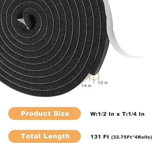 Weather Stripping Door Seal Strip for Doors and Windows, 1In x 1/8In x 33Ft x 2 Roll Foam Insulation Tape Self Adhesive,Sound Proof,Weatherstrip,Pipe Cooling, Air Conditioning Seal Strip - Colors B