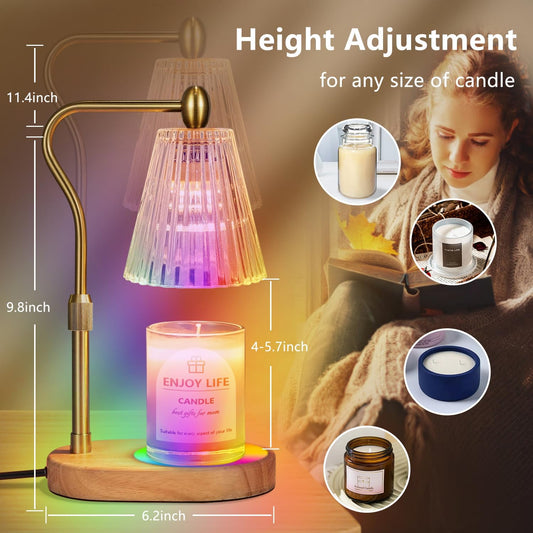 seenlast Candle Warmer Lamp with 8 Colors LED Changing,with Timer Dimmer Adjustable Height,Mothers Day Gifts,Vintage Home Decor