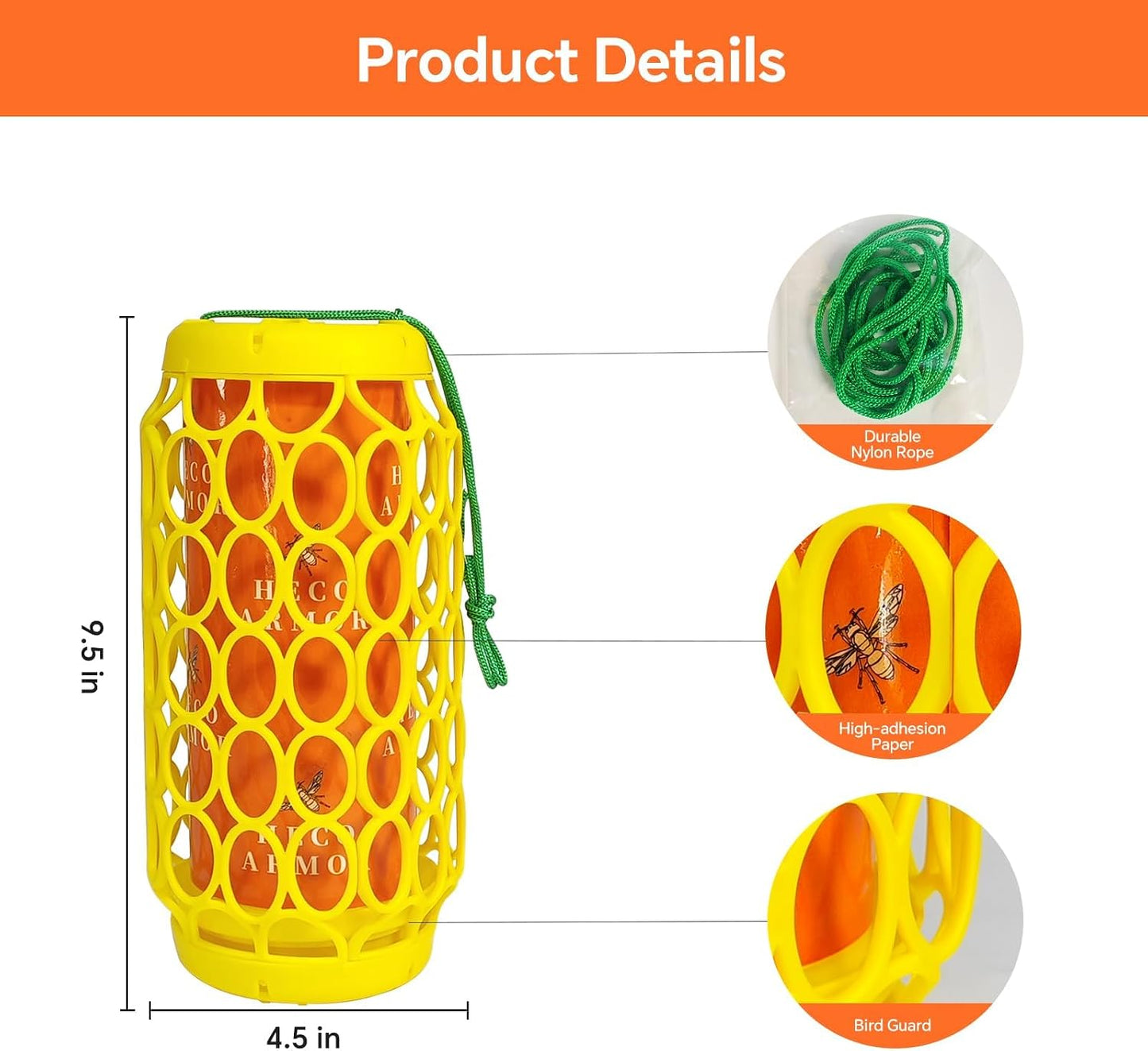 2-Pack Wasp Traps Outdoor Hanging - Carpenter Bee Traps with Super Sticky Paper Weatherproof Yellow Jacket Trap & Insect Bee Fly Gnats Catcher for Garden, Patio, Camping, Safe Non-Toxic