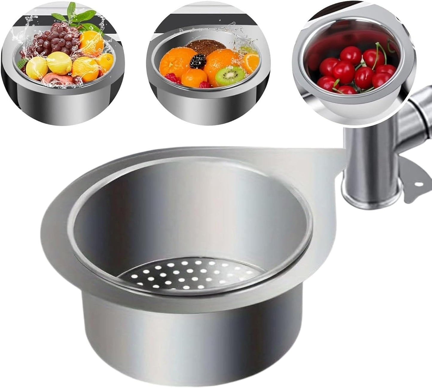 Premium Stainless Steel Kitchen Swan Sink Strainer Basket Hanging Waste Drain Filter Basket Fruit Vegetable Drainer Sponge Rack Storage