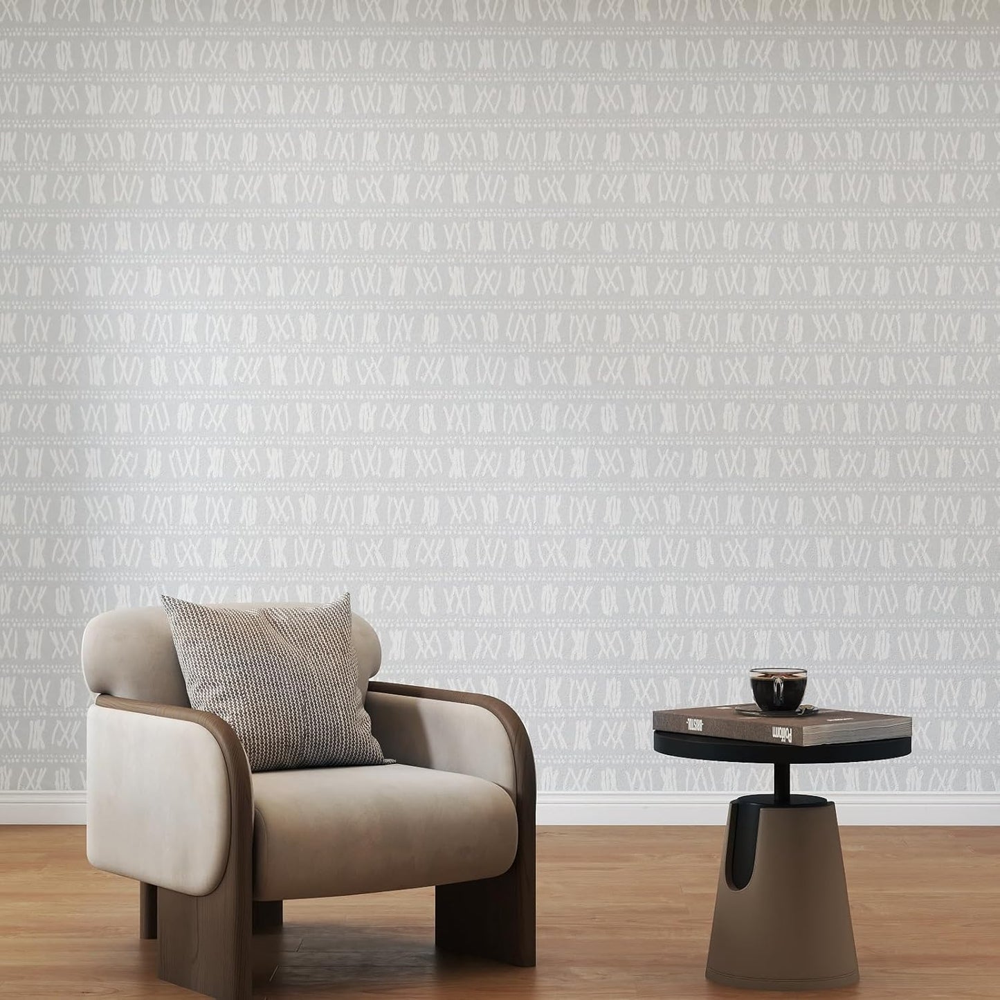 Modern Peel and Stick Wallpaper 17.3" x 80" White Wall Paper Peel and Stick Boho Birch-Twig Stripe Contact Paper Removable Self Adhesive Wallpaper for Bathroom Bedroom Shelf Cabinet Decor Vinyl