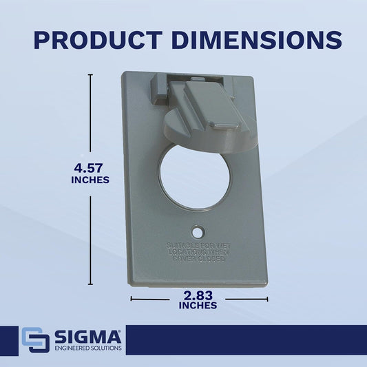 Sigma 14224 Weatherproof 1-Gang Single 15/20 Amp Receptacle Cover, Gray